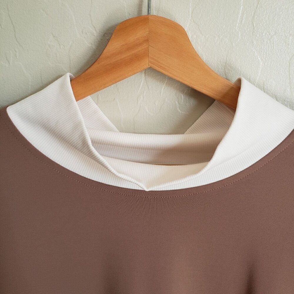 Athleta Brown and White Layered-Look Sweatshirt - Picture 6 of 12